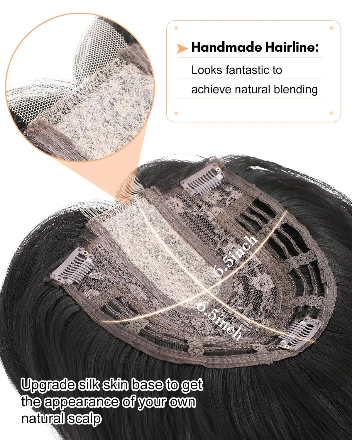 Synthetic Topper Clip In Hair Extensions with Bangs for Women Increase The Amount Of Hair On The Top Of The Head Cover The White