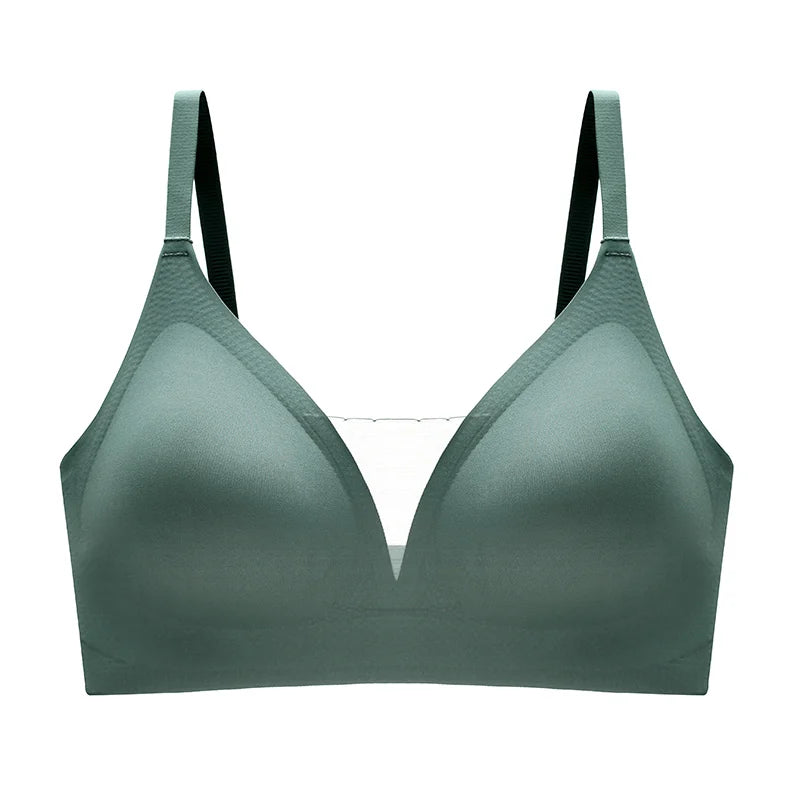 New Latex Seamless Underwear Women No Steel Ring Lace tube top Gathered Sports Pure Color Bra Breastfeeding Anti-sagging Bra