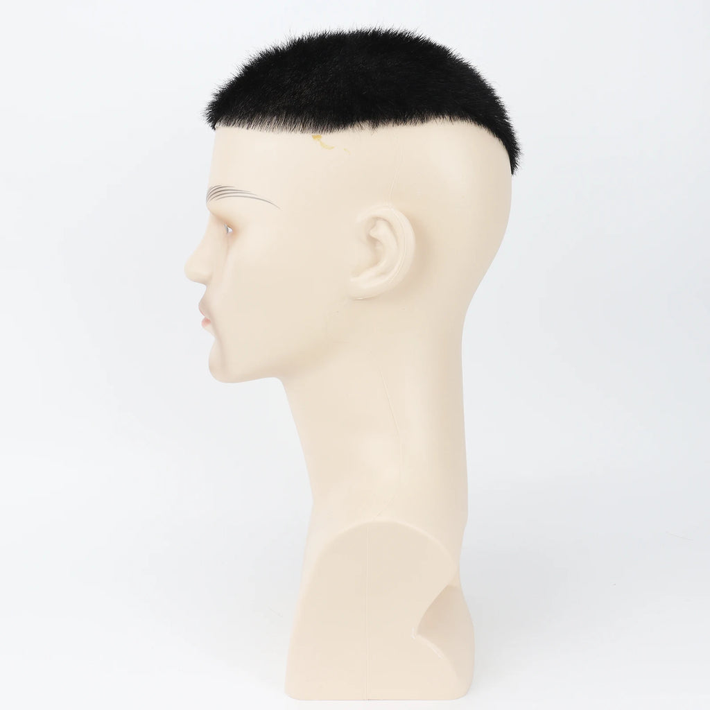 Men Toupee Silk Skin Base  PU Silicone Human Hair Topper V Loop Injected Single Knots 8x10in Short Cut Hair for Salon Stylist