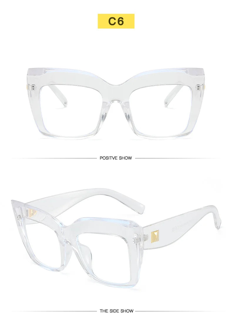 Oversize Women's Glasses Fashion Transparent Square Ladies Eyeglasses Blue Clear Lens Optical Female Eyewear Anti Blue Light