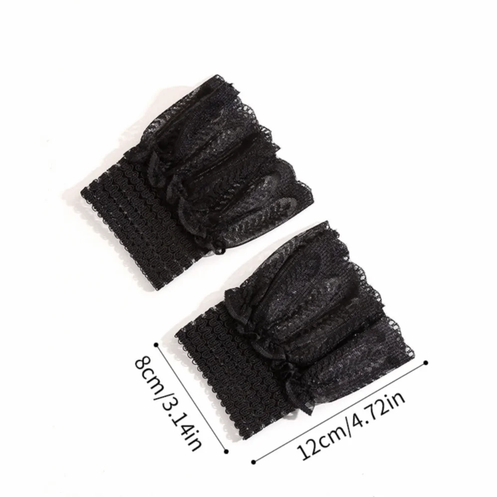 1 Pair Versatile Elegant Fake Cuffs Embroidery Pattern Detachable Lace Sleeves Solid Color Thin False Cuffs For Women