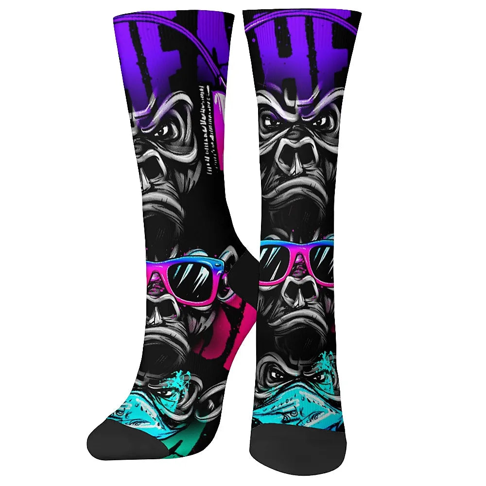 New and interesting men's socks, retro fun art gorilla, street hip-hop style, comfortable and breathable, outdoor leisure sports