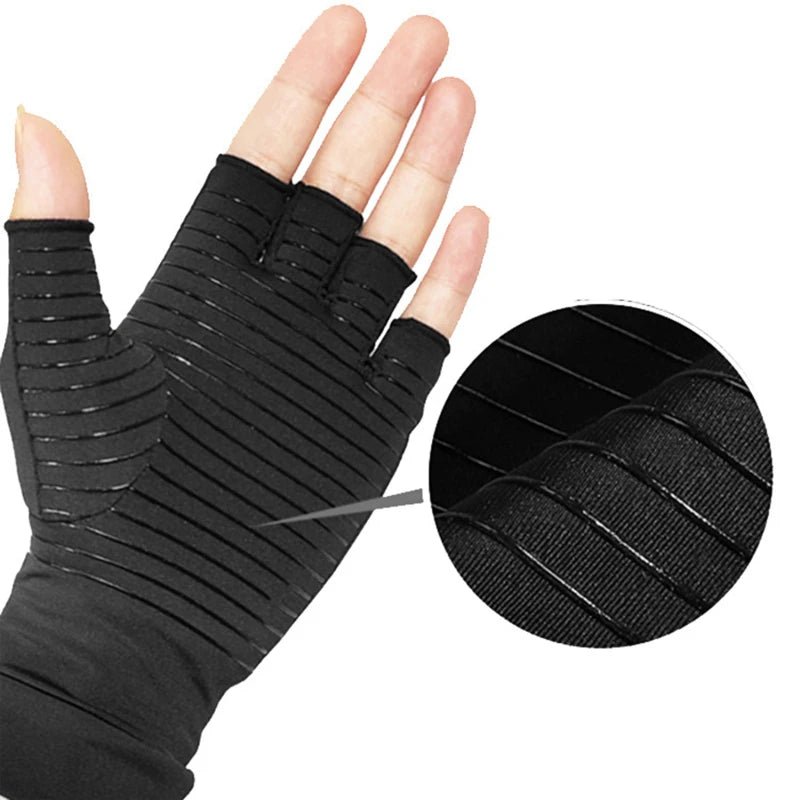 Copper Compression Arthritis Gloves Protect Hand Wrist Support Non-Slip Unisex Mitten Finger Joint Outdoor Effective Pain Relief