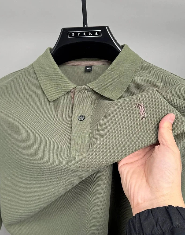 High end brand 100% cotton long sleeve polo shirt men's autumn fashion designer new Paul Pony embroidery casual golf T-shirt