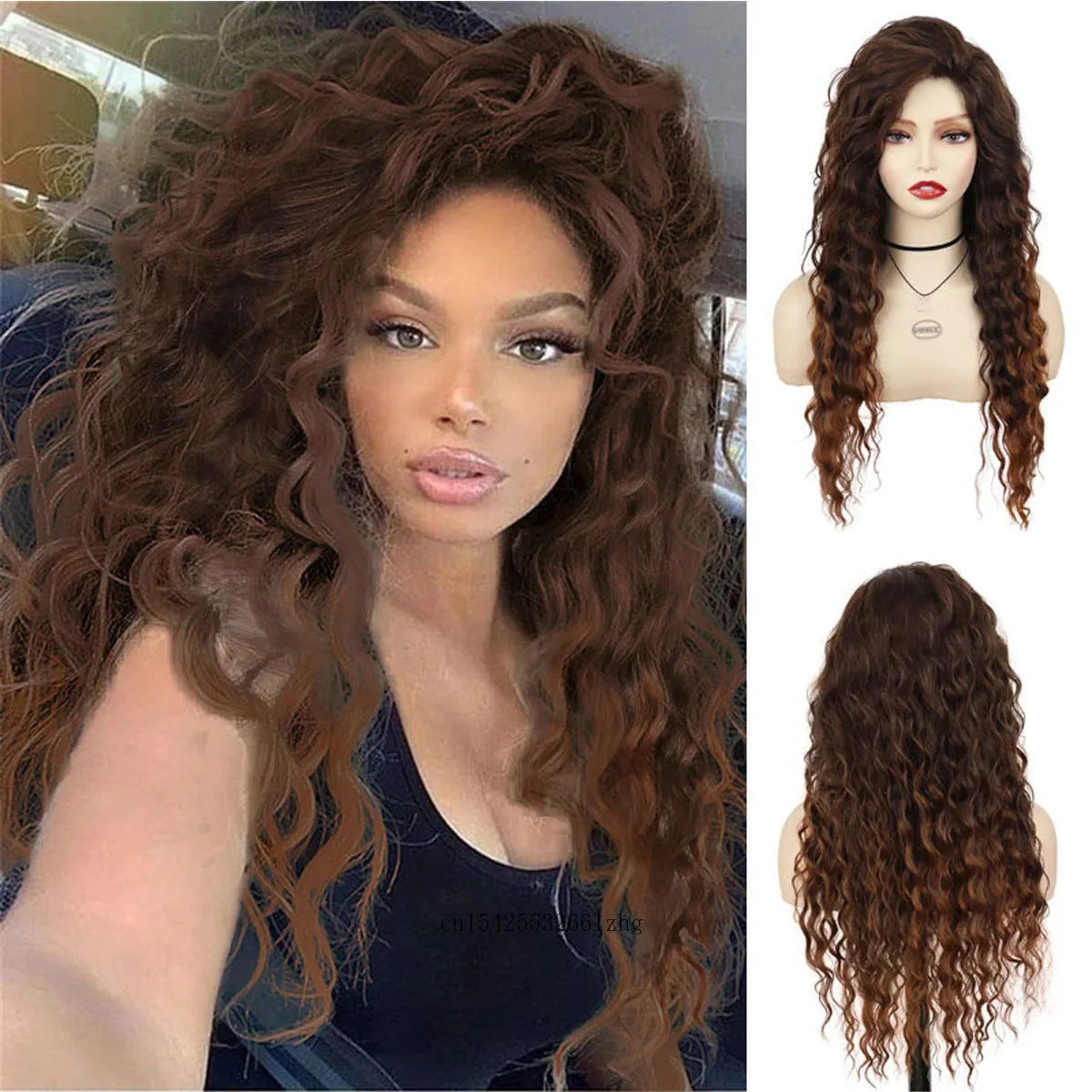 GNIMEGIL Synthetic Grey Hair Long Water Wave Wigs for Women Natural Fluffy Curly Wave Wig Cosplay Halloween Party Heat Resistant