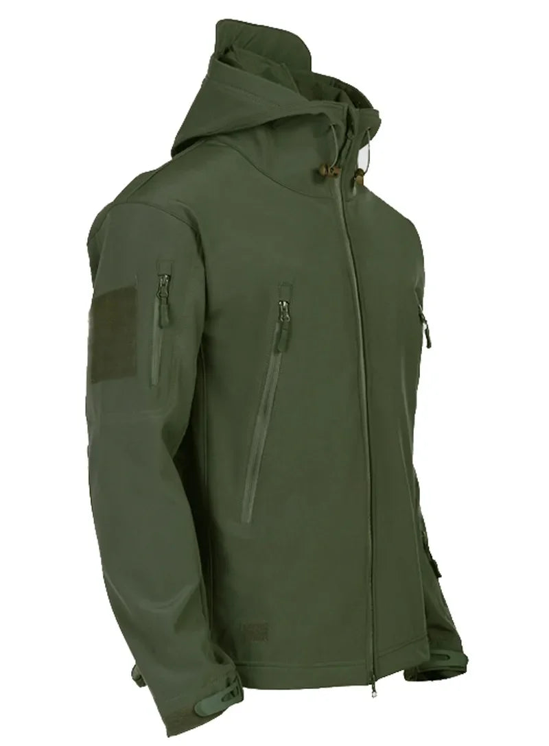 2025 New Fashionable Shark Skin Soft Shell Jacket Men's Tactical Windproof Waterproof Jacket Men's Jacket Hooded Jacket S-XXXXL
