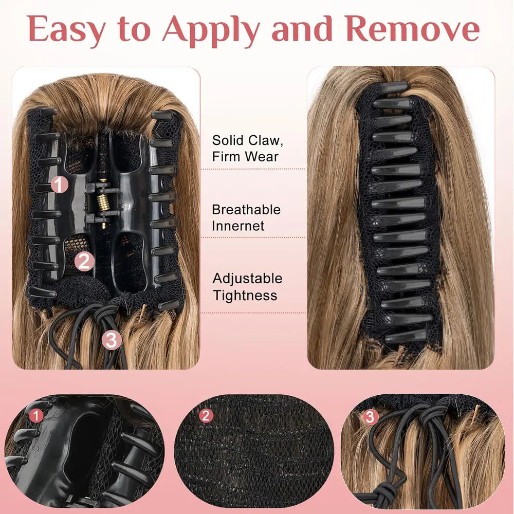 SEGO Claw Clip Ponytail Extension 100% Real Remy Human Hairpiece Pony Tails Hair Extensions Long Straight Ponytail for Women