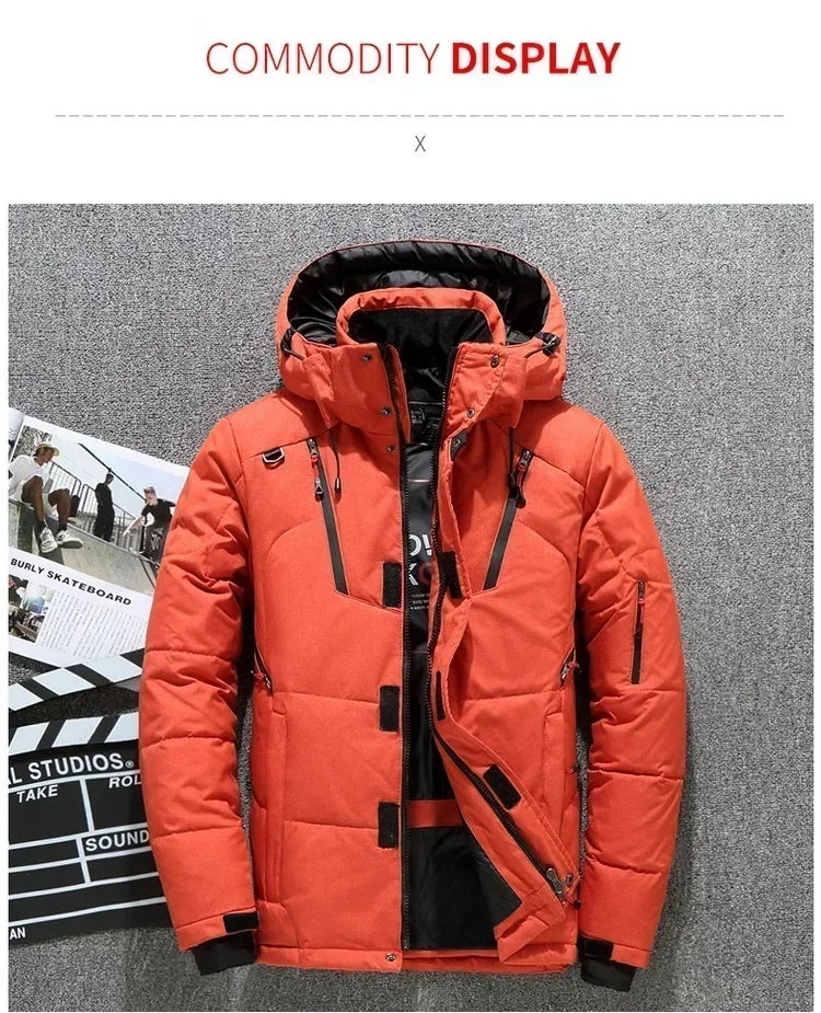 New Windproof Winter Down Jacket Male Warm Hooded White Duck Thick Men's Down Jacket Snow High Quality Parkas Outerwear