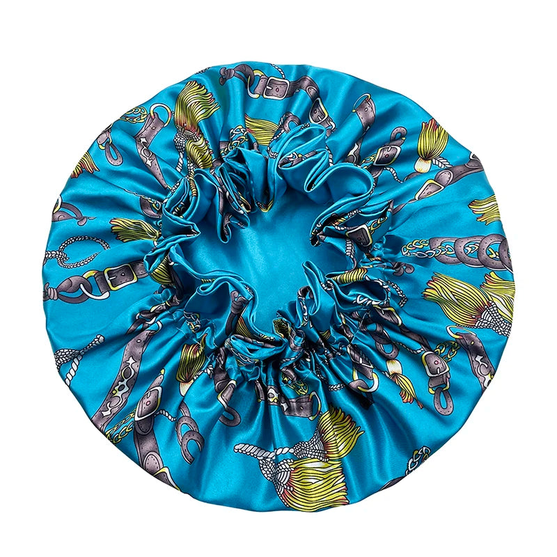 New Solid Women Satin Bonnet Fashion Stain Silky Big Bonnet for Lady Sleep Cap Headwrap Hat Hair Wrap Accessories Wholesale