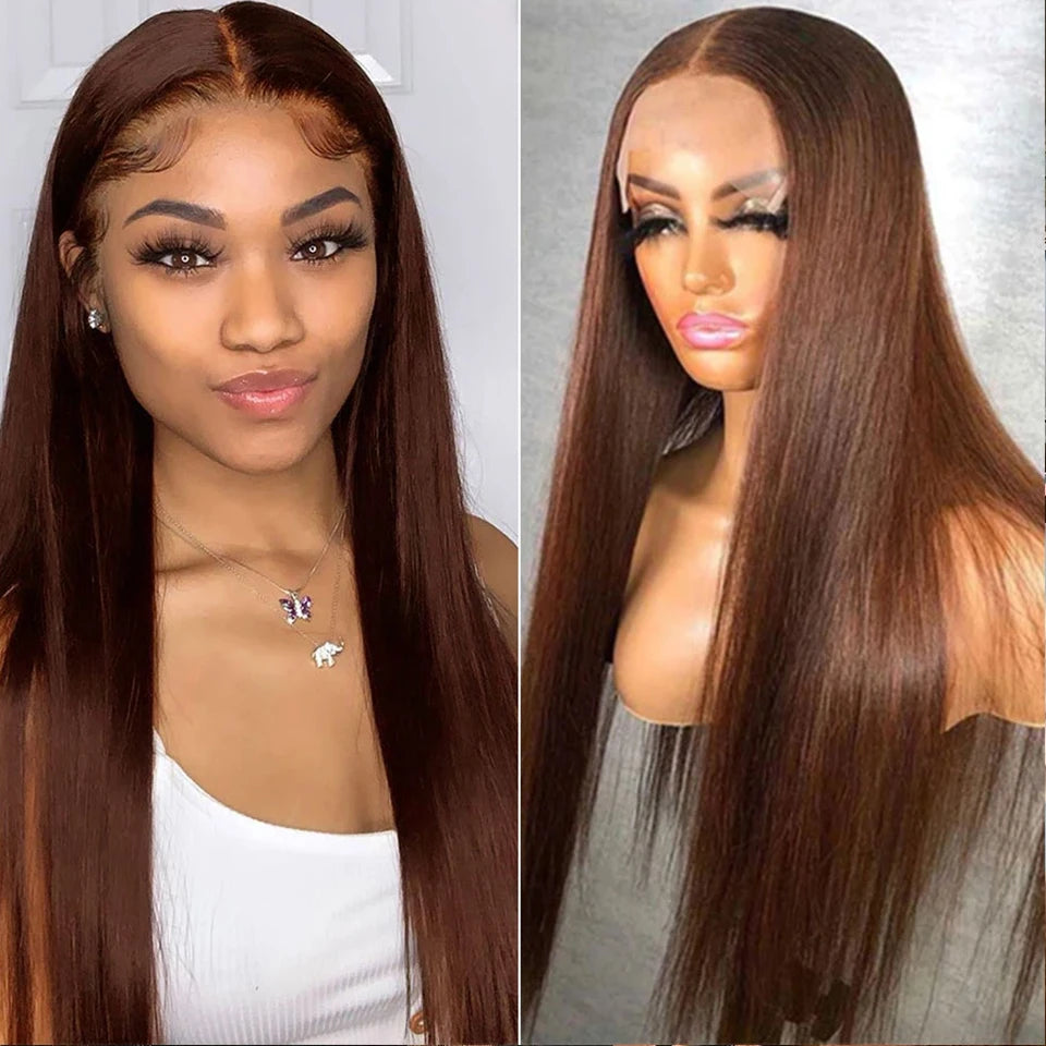 Clearance Cheap #4 Color Straight Human Hair Bundles With Closure Brazilian Virgin Human Hair Weave Bundles With HD Lace Closure