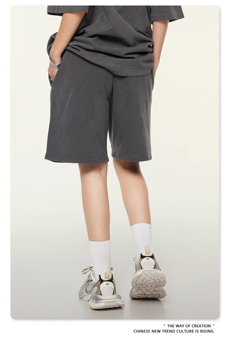 ZODF New 2024 Summer Men Washed Cotton Shorts Unisex Casual Loose 350gsm Comfortable Short Pants Brand Bottoms HY0792