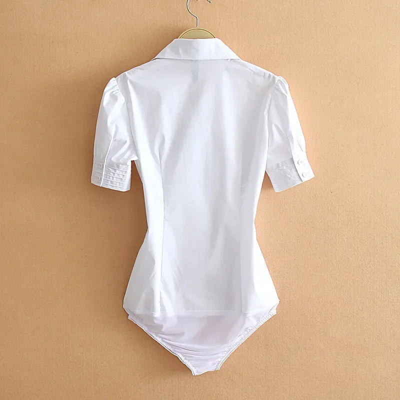 Office Work Outfits Long Sleeve And Short Sleeve Bodysuits White Shirts Black Blouses Fashion Rompers Elegant Overalls For Women