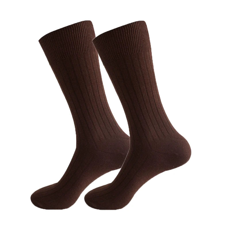Mans Socks Long Plus Large Size Cotton Solid Striped Business Boneless Soft Breathable Sweat-Absorbing Party Dress Crew Socks