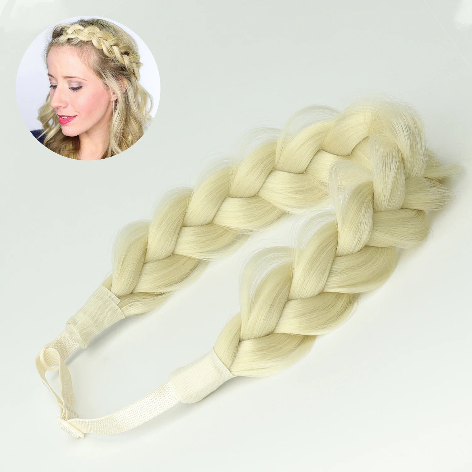 Synthetic Hair Braided Headband with Elastic Band Style for Women Girls Blonde Brown Braided Headwear Hair Scrunchy Headband