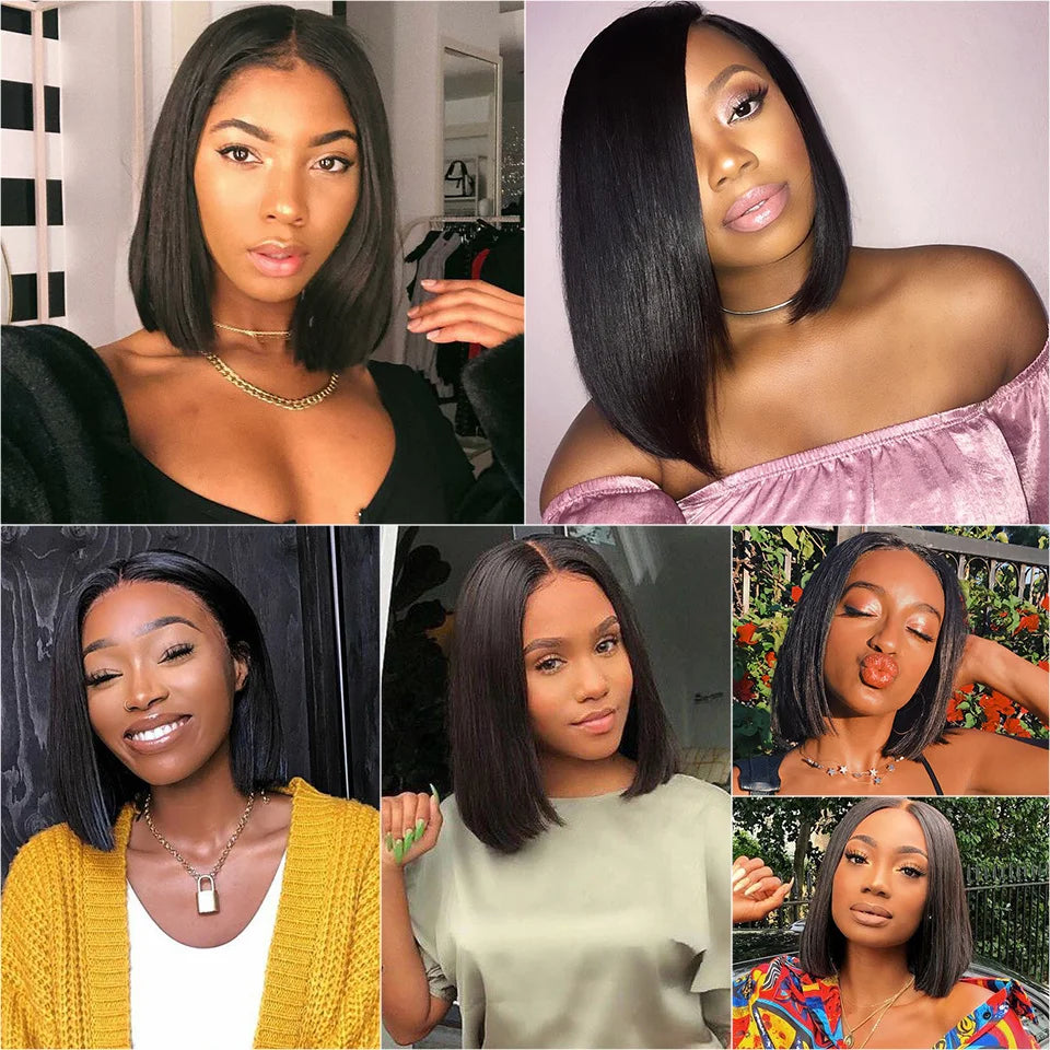 Wear Go Glueless 13x4 Bone Straight Bob Wig Lace Front Human Hair Wigs For Women Brazilian HD Transparent Lace Frontal Wig 180%