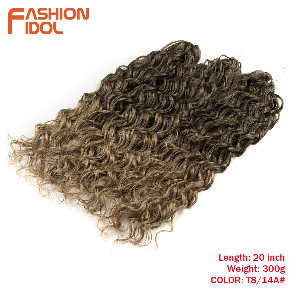 FASHION IDOL Curl Hair Deep Wave Twist Hair Extensions For Women 20 Inch Ombre Blonde Crochet Fake Hair Synthetic Crochet Braids