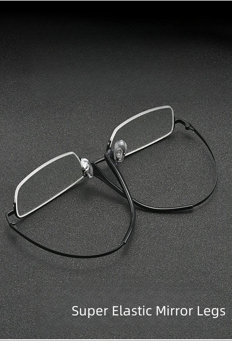 FIRADA Fashion Comfortable Glasses Retro Titanium Square Half Frame Eyewear Business Prescription Eyeglasses Frame Men 18001-C