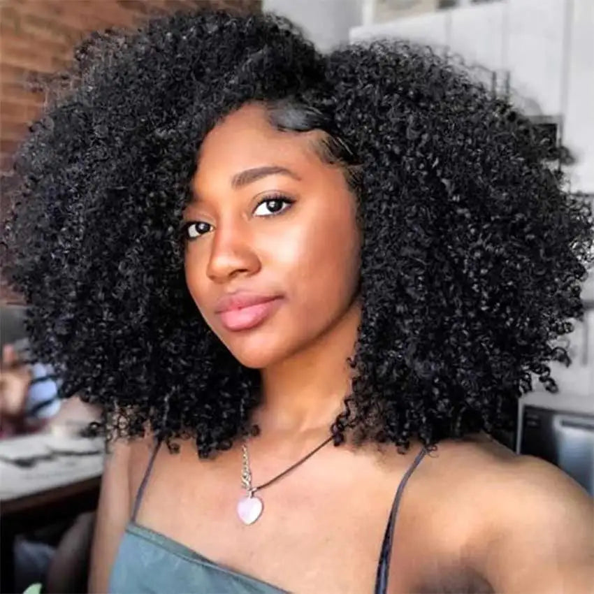 Afro Kinky Curly Wig Human Hair Short Pixie Curl Afro Kinky Curly Wig Natural And Soft4B 4C Brazilian Hair Wig Full Machine Made