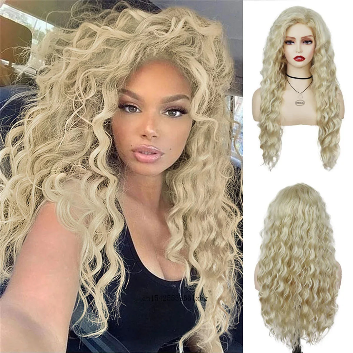 GNIMEGIL Synthetic Grey Hair Long Water Wave Wigs for Women Natural Fluffy Curly Wave Wig Cosplay Halloween Party Heat Resistant