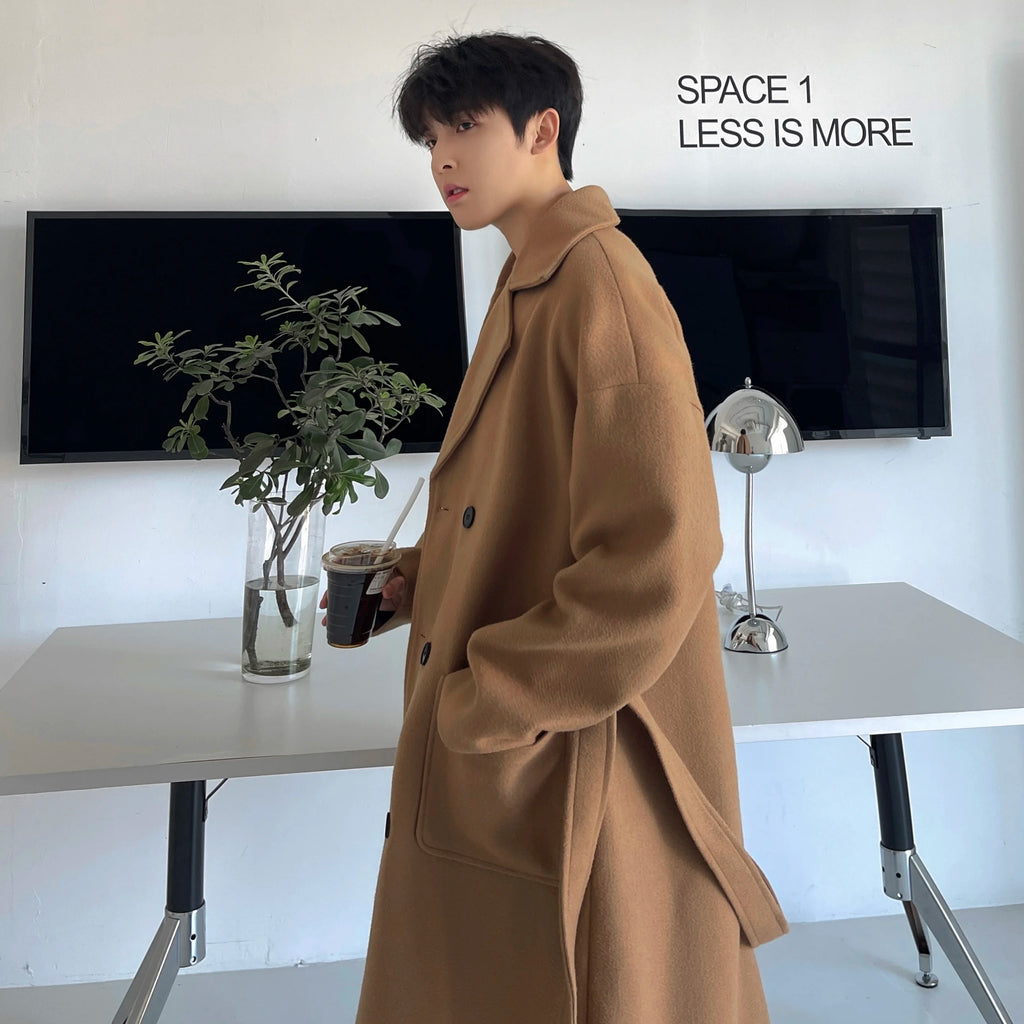 Long Coats for Men Woolen Jackets 2024 Winter Thicken Coat Trench Coats Korean Vintage Loose Heavy Jackets Men Leisure Overcoat