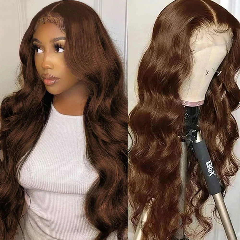 13x4 Brown Lace Front Wig Female Brazilian Body Wave Human Hair Wigs For Women Glueless Chocolate Brown 13x6 Hd Lace Frontal Wig