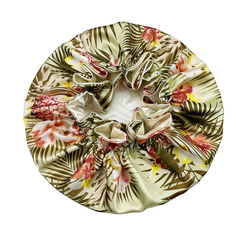 New Solid Women Satin Bonnet Fashion Stain Silky Big Bonnet for Lady Sleep Cap Headwrap Hat Hair Wrap Accessories Wholesale