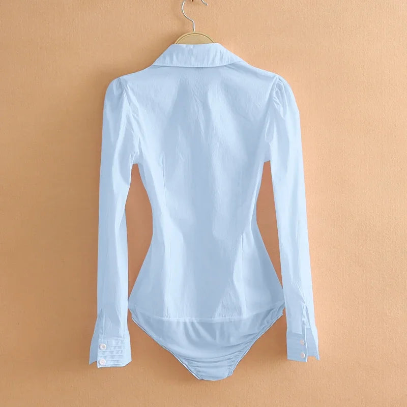 Office Work Outfits Long Sleeve And Short Sleeve Bodysuits White Shirts Black Blouses Fashion Rompers Elegant Overalls For Women