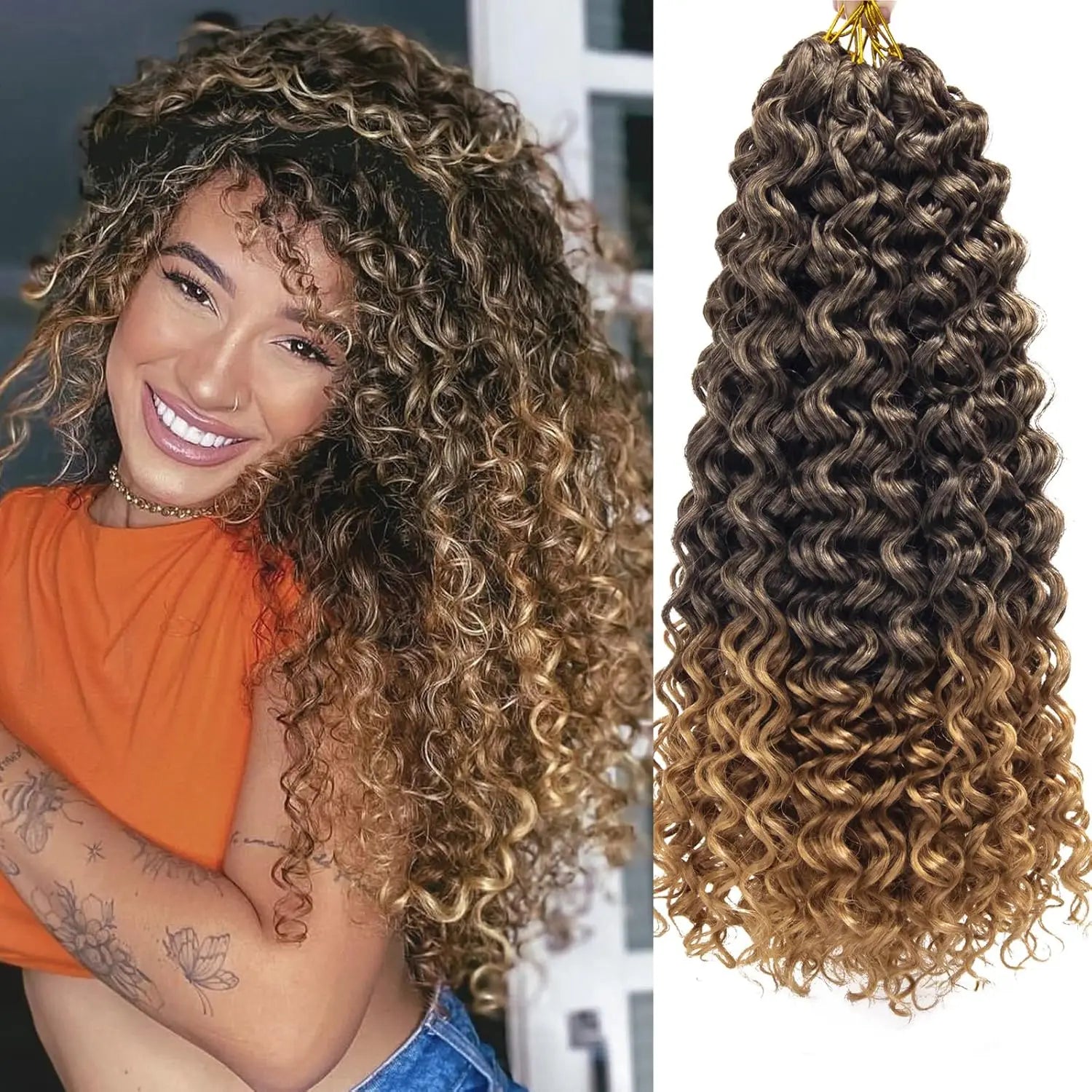 GoGo Curl Crochet Hair 10/18 Inch Short Curly Crochet Hair for Women Water Wave Beach Curl Deep Twist Crochet Braids Synthetic