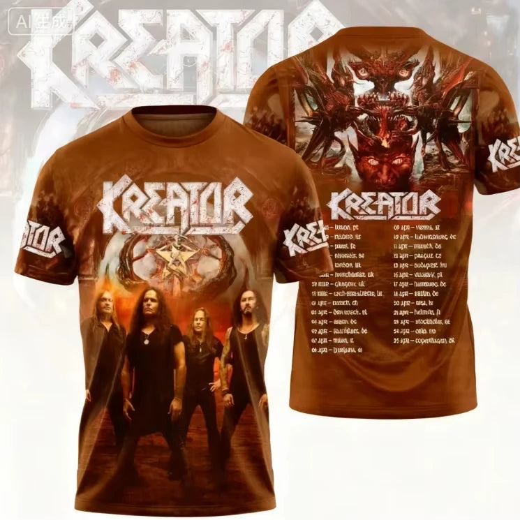 2026 New Kreator Band 3D Print T-shirt Men Women Fashion Hip Hop Street Short Sleeve Tops Tees Kids Clothes men camisetas hombre