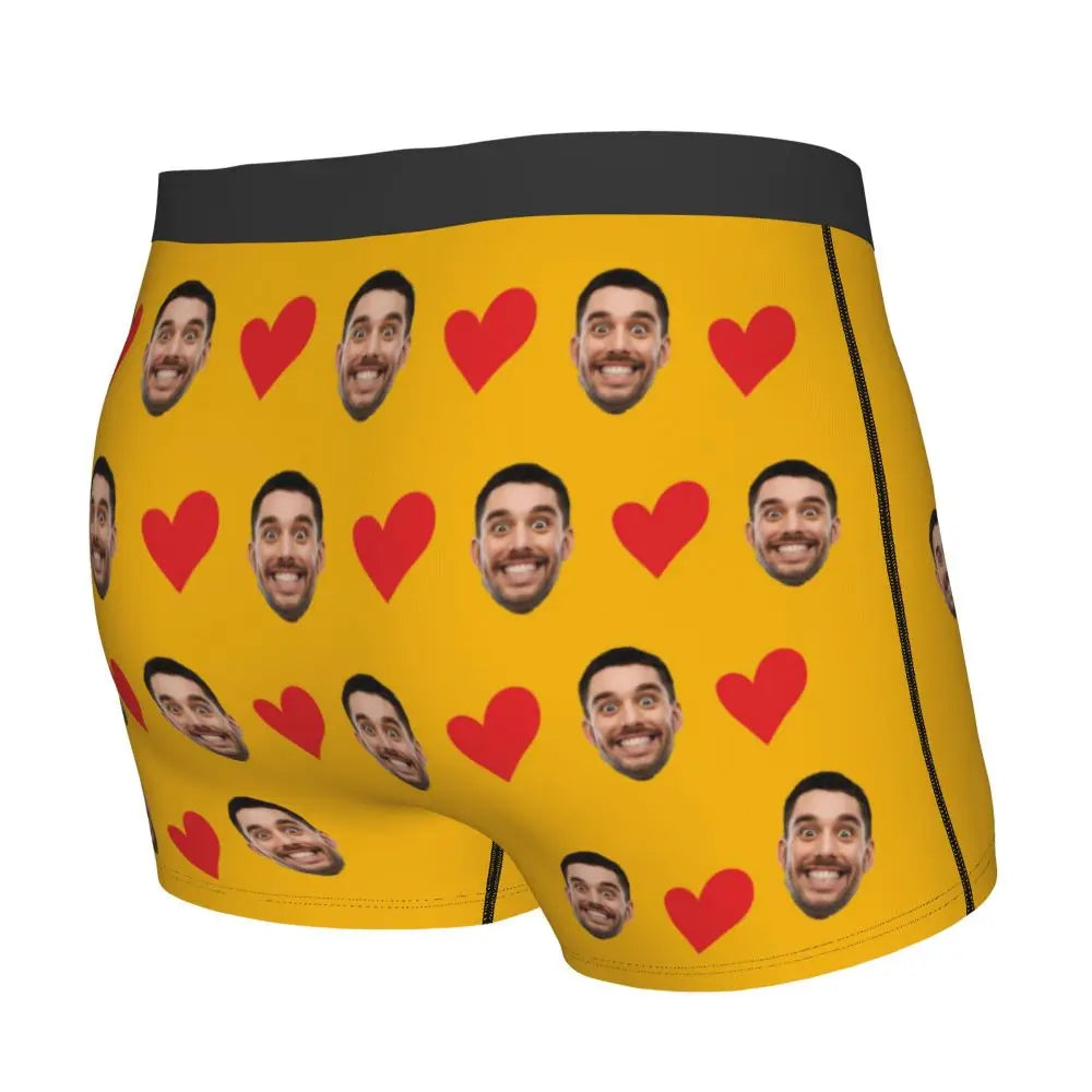 Personalized Face Photo Underwear - Custom Heart Boxer Briefs - Custom Men Briefs - Gift For Husband - Anniversary Gift for Dad
