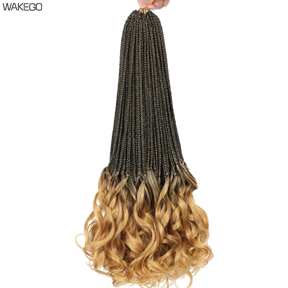 24 18 14 Inches French Curly Crochet Braids New Goddess Box Braids Bouncy French Curl Braid Hair Crochet Synthetic Braiding Hair