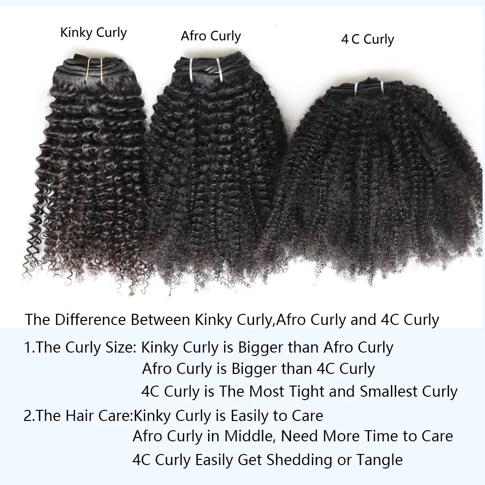 KPLYGDG Real 4C Afro Kinky Curly Human Hair Extensions Clips In Natural Black Virgin Remy Clip In Extensions Real Human Hair