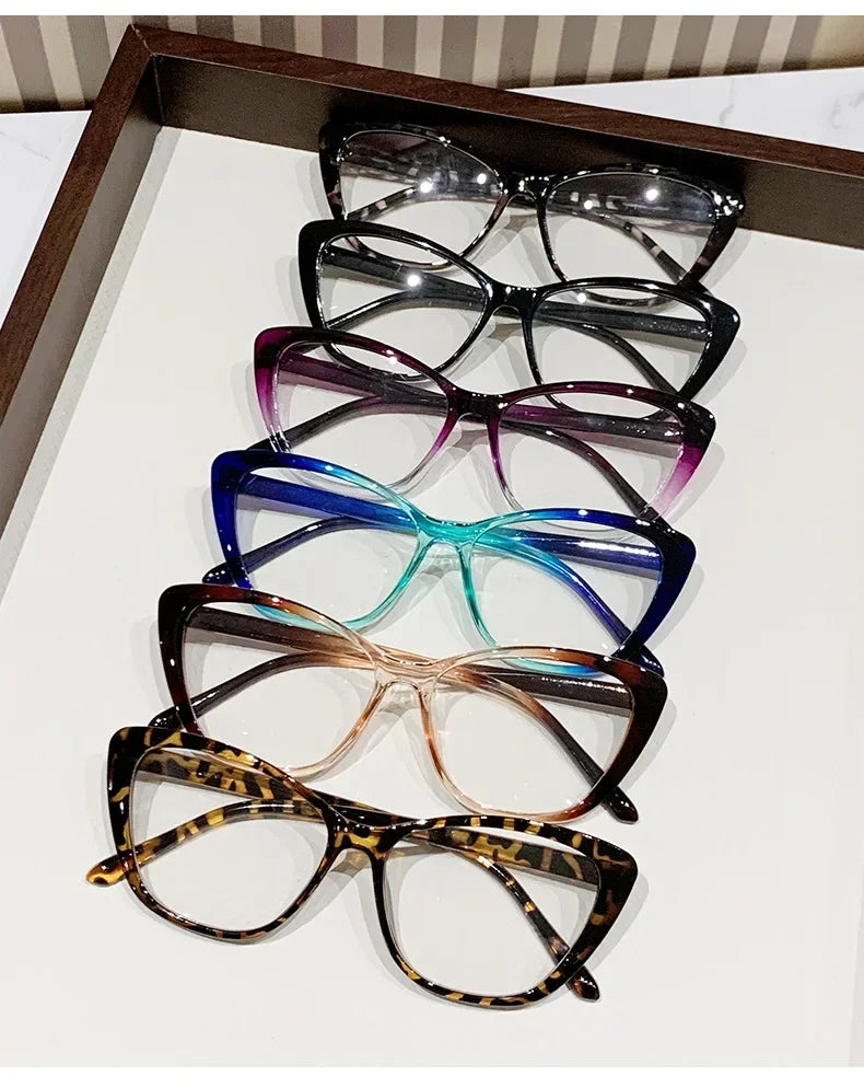 Cat Eye Clear Lens Presbyopia Glasses Retro Gradient Butterfly Frame Reading Glasses Blue Light Blocking Eye Protection Eyewear