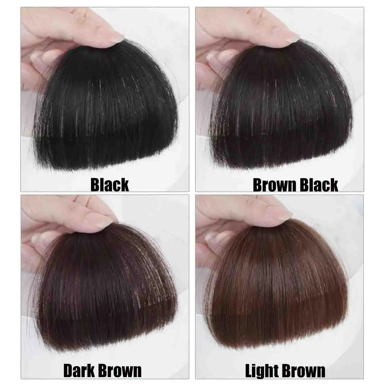 Clip-In Bangs Hairpiece for Women 100% Human Straight Hair Toppers for Daily Wear Available in Black Brown More Colors