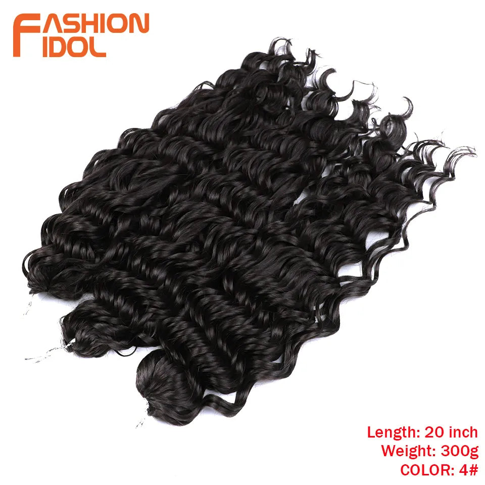FASHION IDOL Curl Hair Deep Wave Twist Hair Extensions For Women 20 Inch Ombre Blonde Crochet Fake Hair Synthetic Crochet Braids
