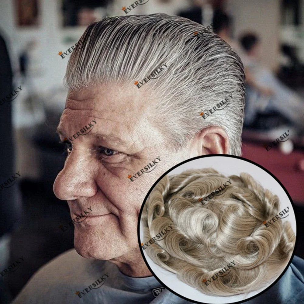 Undetected 0.02mm Thin Skin Natural Hairline Human Hair Men Toupee Black Gray Brown Blonde Male Hair Light Capillary Prosthesis