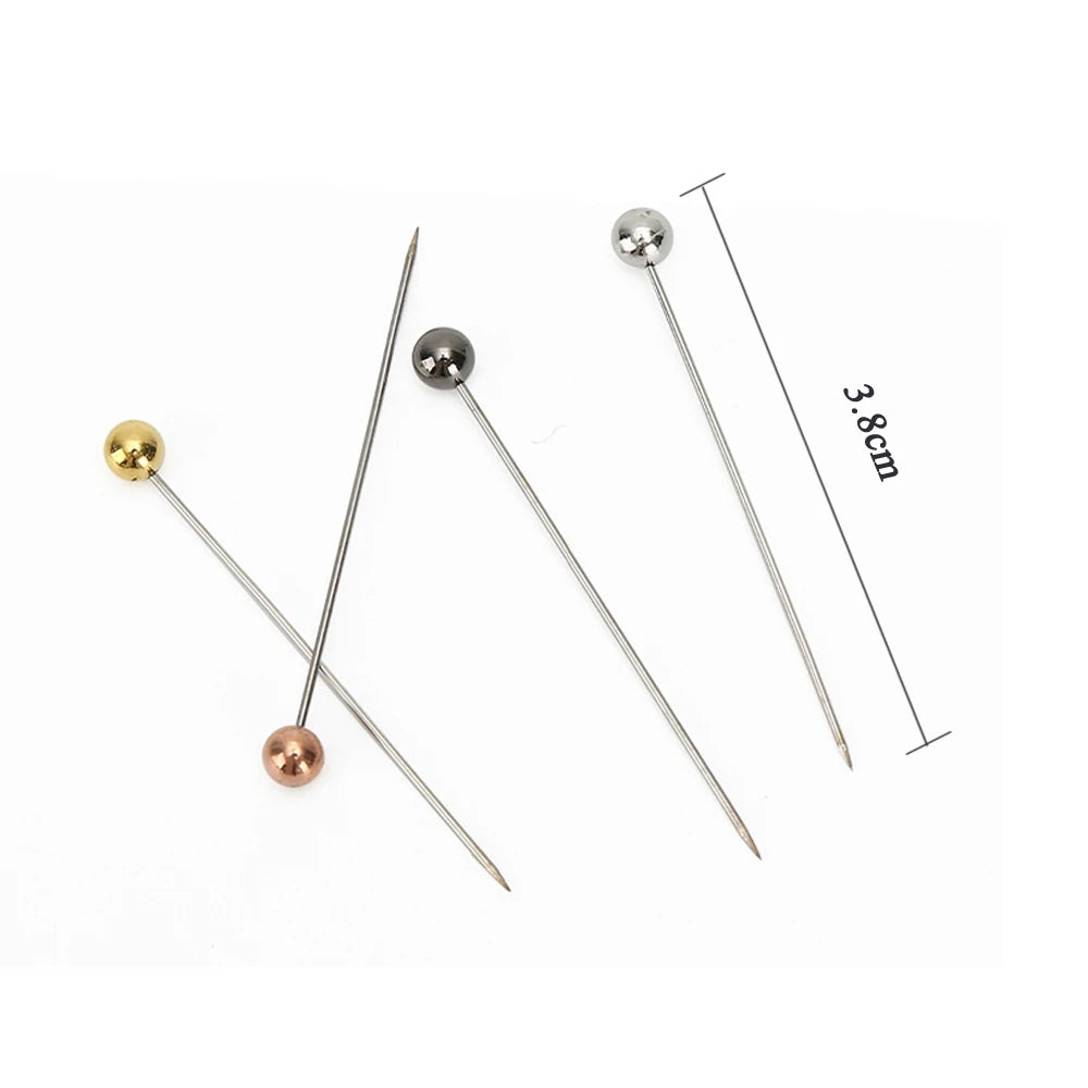 100pcs Colorful Pearlescent Large-Head Needles for Cross-Stitch Clothing Positioning 38mm Length