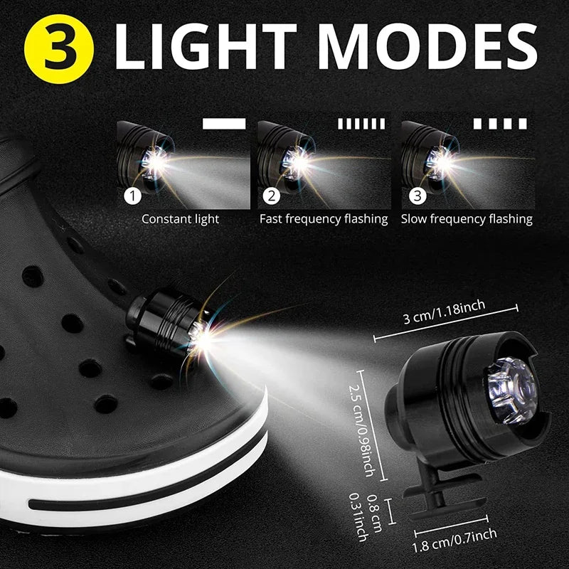 1Pcs NEW Waterproof Shoe Light Outdoor Camping Charms Adult Kids Shoe Decoration Headlights for Accessories