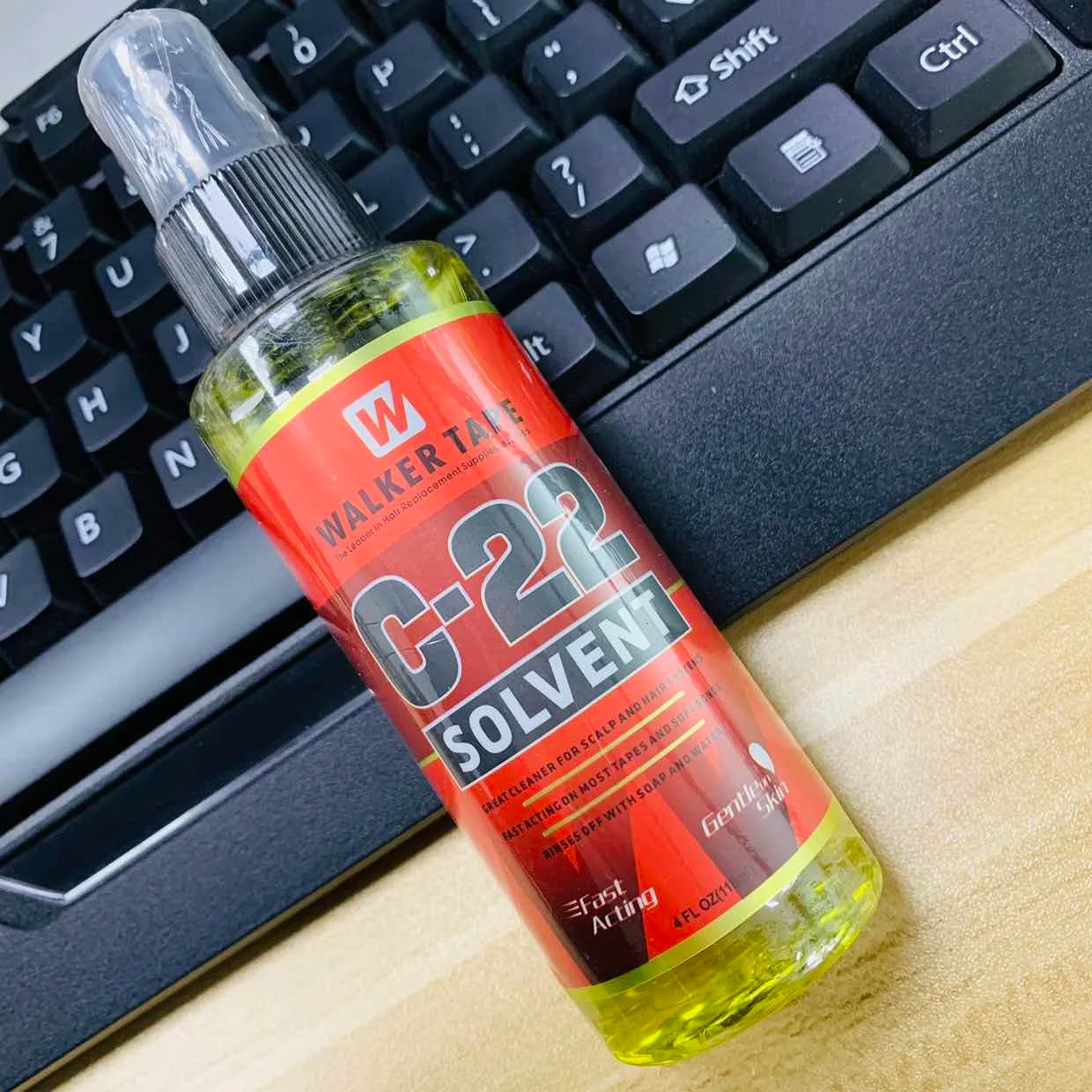 4 FL OZ 118ml Walker Tape C-22 Solvent Remover  Great Cleaner For Scalp And Hair Systems Fast Acting on Most Tapes