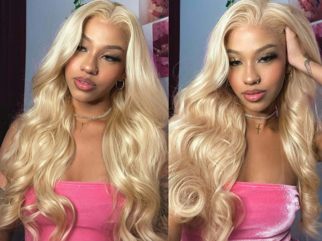 Long Blonde Curly Wavy Wigs for Women Synthetic Hair Free Part Honey Blonde Loose Deep Wave 13X4 Frontal Wigs for Daily Party
