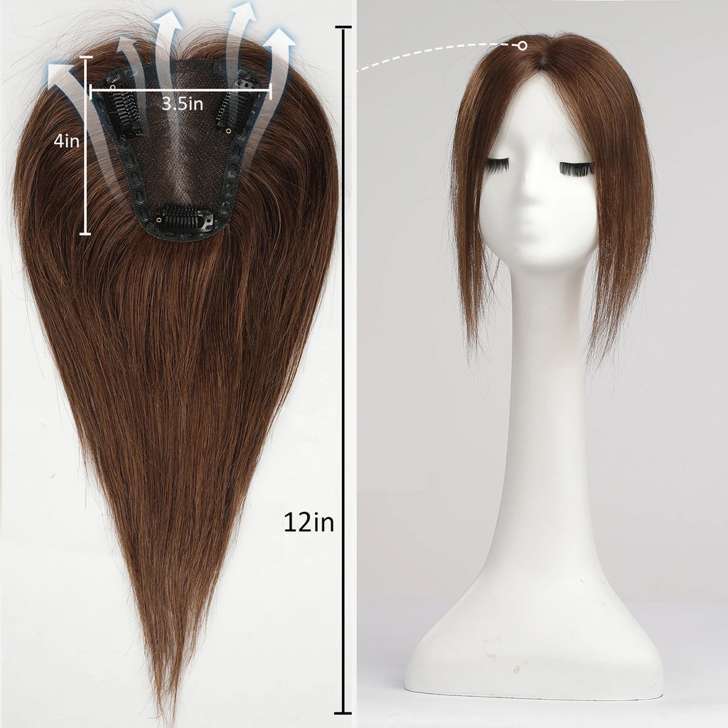 100% Remy Human Hair Toppers Ombre Light Brown Blonde Middle Part Human Hair Pieces for Women with Thinning Hair Clip in Toppers