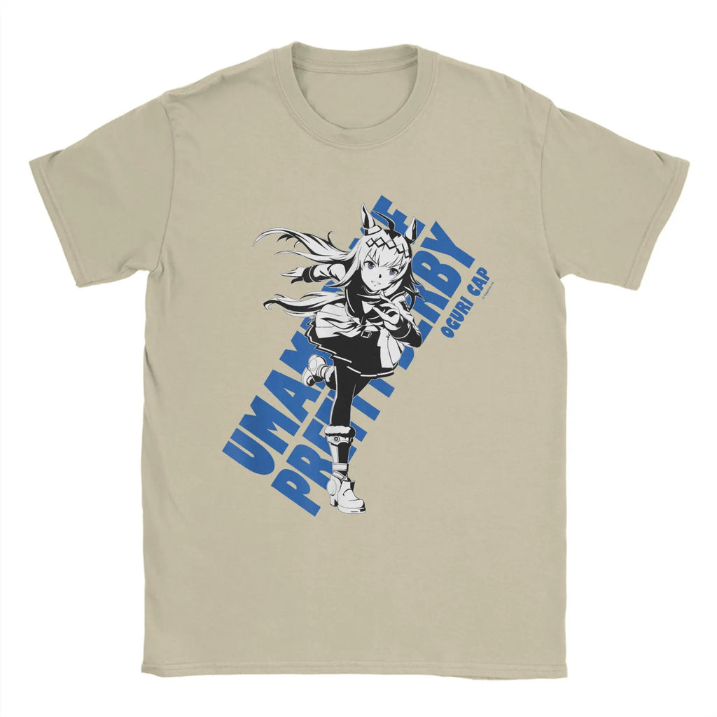 Vintage Umamusume Pretty Derby Oguri Cap T-Shirts Men Crew Neck Cotton T Shirts  Short Sleeve Tee Shirt Printing Clothes