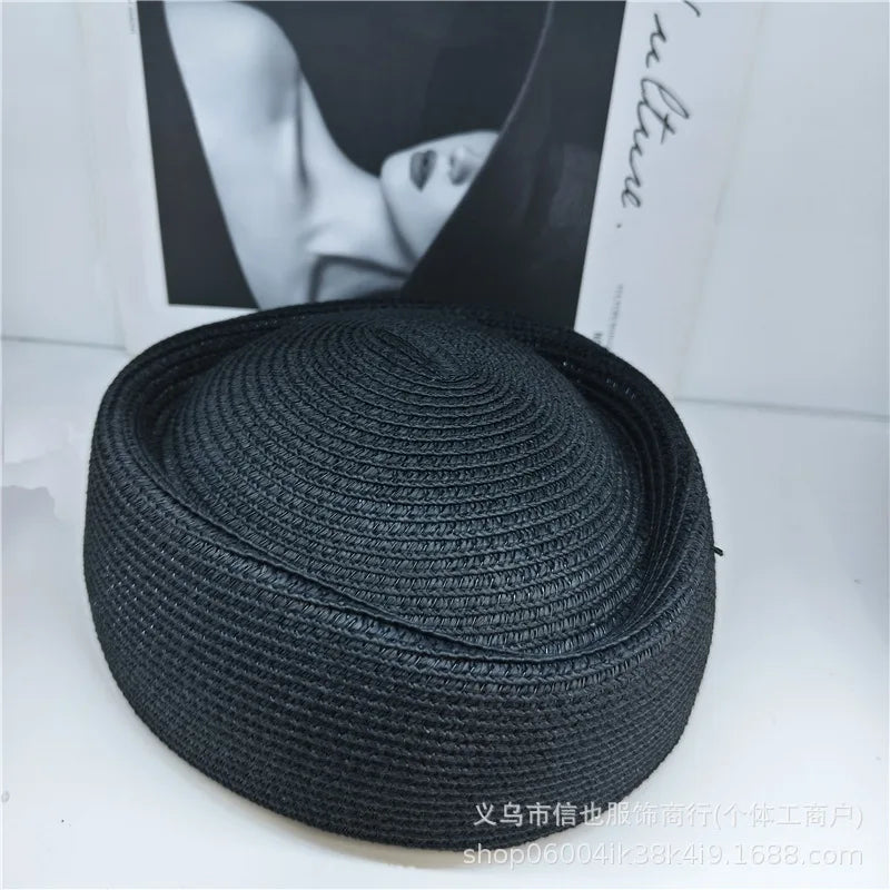 2026 New Summer Straw Fedoras Hats for Women Hostess Fashion Pillbox Hat Millinery Fascinator Designer Beret Hats Painter's Hat