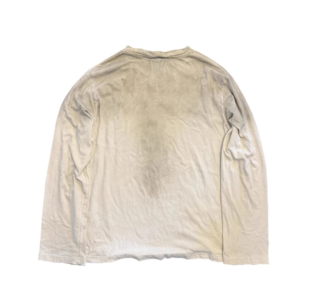 Vintage Washed Long Sleeves T-Shirt Summer Graffiti Printed Destroyed Dirty T Shirt Hip Hop Streetwear Cotton Tops Tees