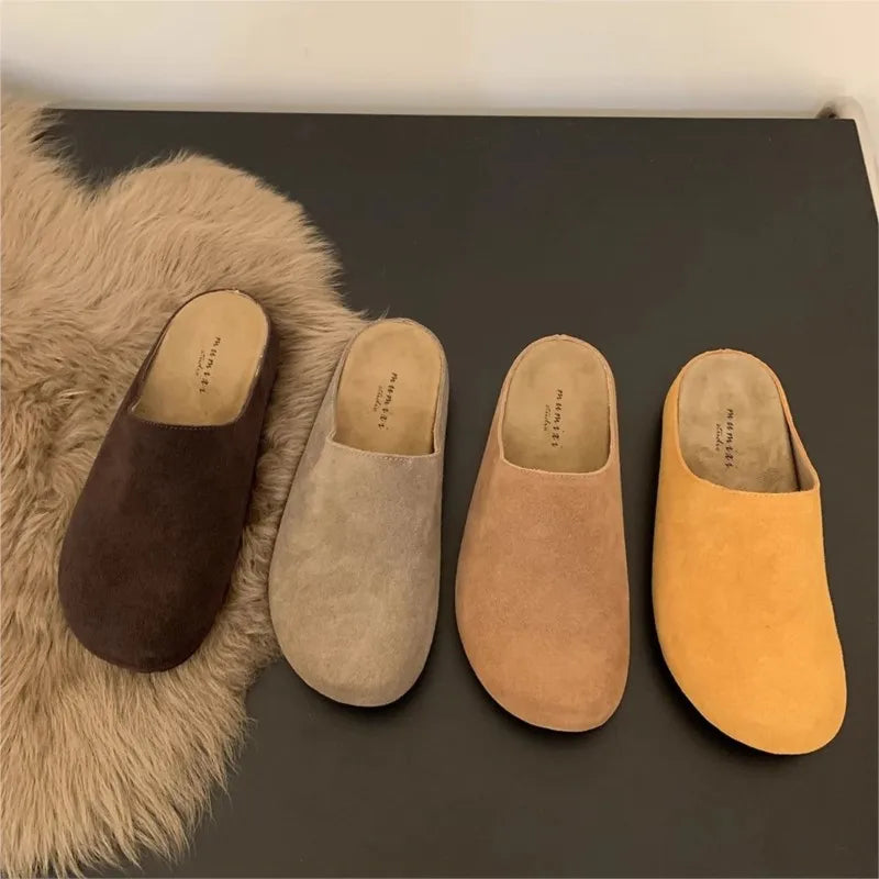 Crestar Fashion Flat Slippers For Women 2025 New Outdoor Cozy Soft Flat Mules Lady Retro Spring House Slides Antiskid Beach Shoe