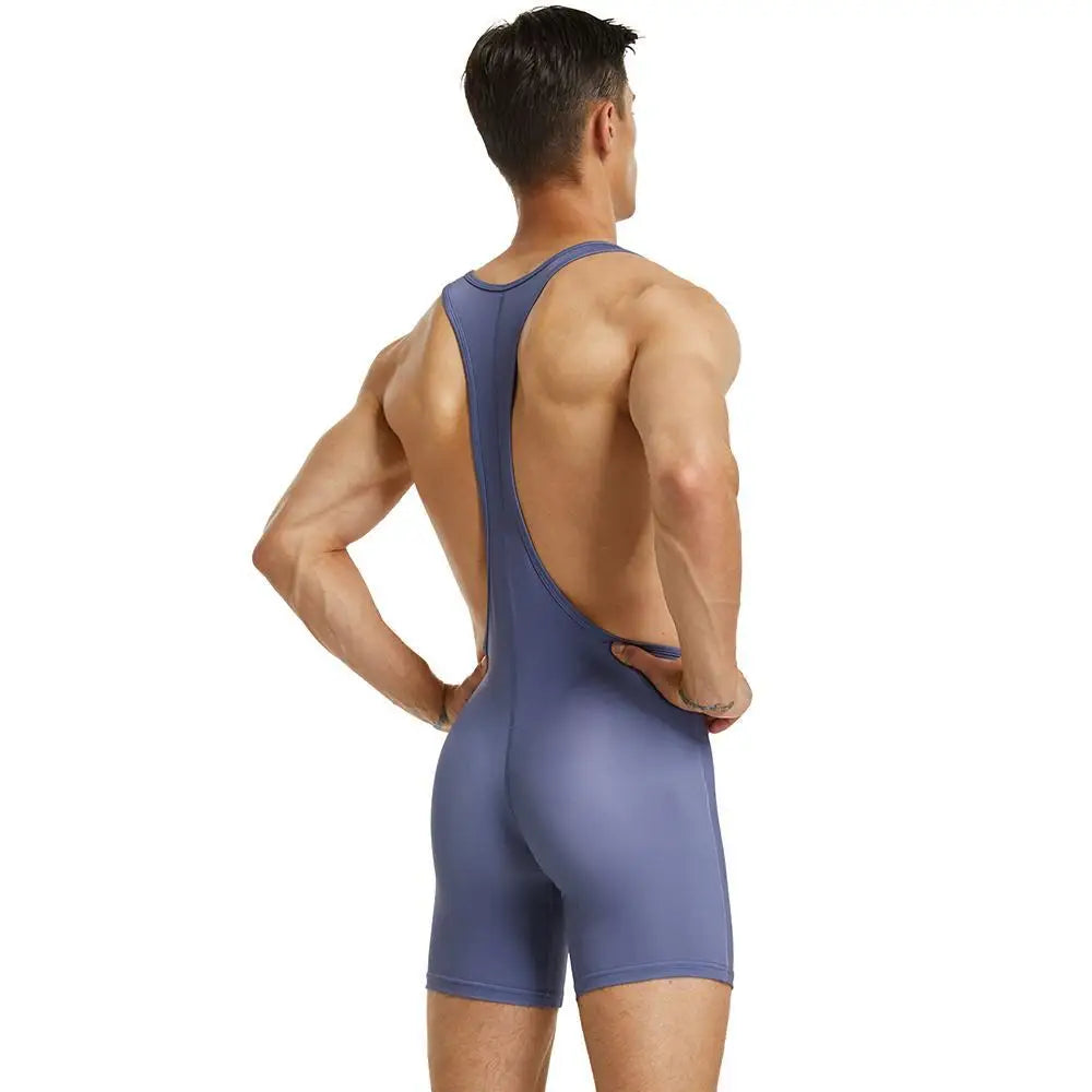 TAUWELL Men One-piece Vest Bodysuit Wrestling Singlet Bodybuilding Jumpsuit Shorts Gym Fitness Workout Sportwear Tanks