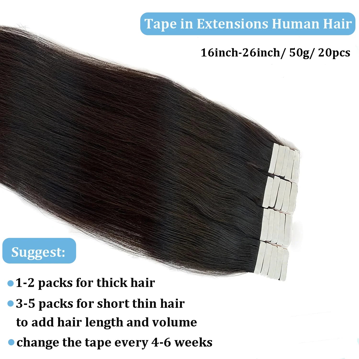 Tape In Hair Extensions 100% Remy human Hair Cuticle Skin Weft Seamless Adhesive Tape Hair Extensions 50G /set 20pc Best Quality