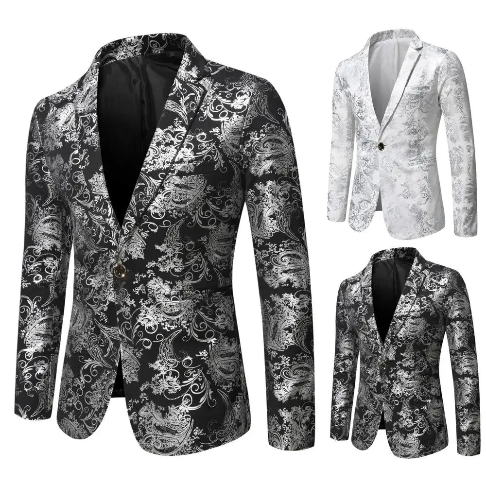 Blazer Mens Jacket Fashion Business Handsome British Style Casual Slim-fit Print Wedding Work Hot Chick At The Bar  Blazers