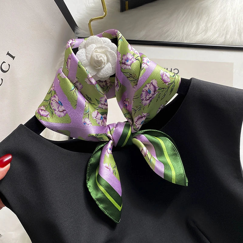 Women 100% Silk Scarves 53*53cm Luxury Pure Silk Scarf Wraps Shawls Pashmina Female Natural Silk Neckerchief Head Scarf Bandana