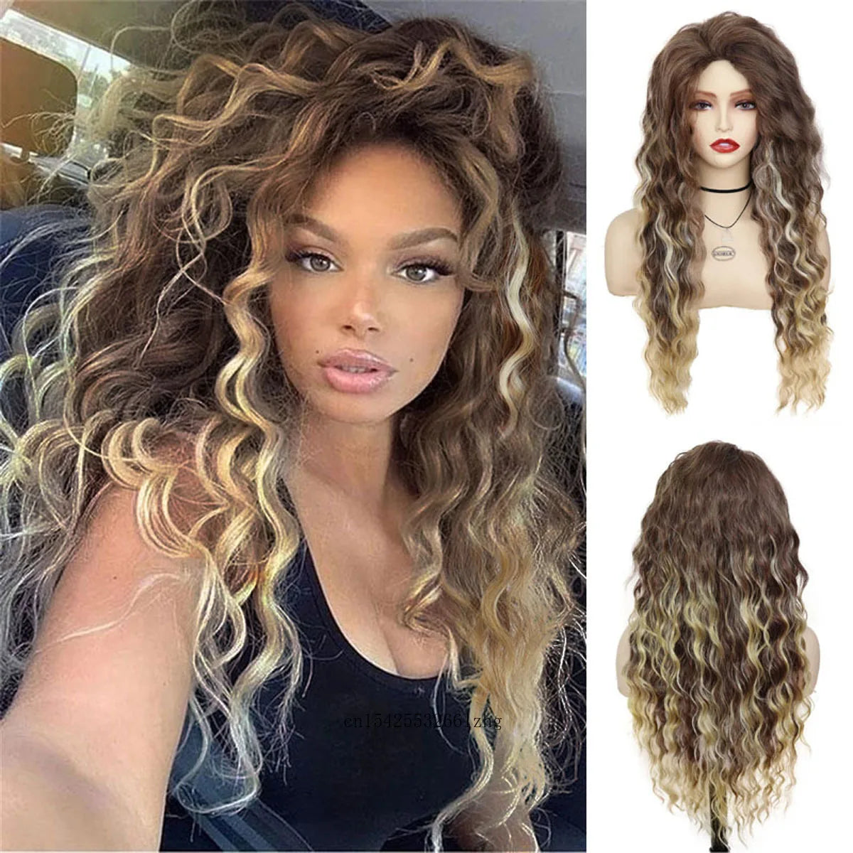 GNIMEGIL Synthetic Grey Hair Long Water Wave Wigs for Women Natural Fluffy Curly Wave Wig Cosplay Halloween Party Heat Resistant